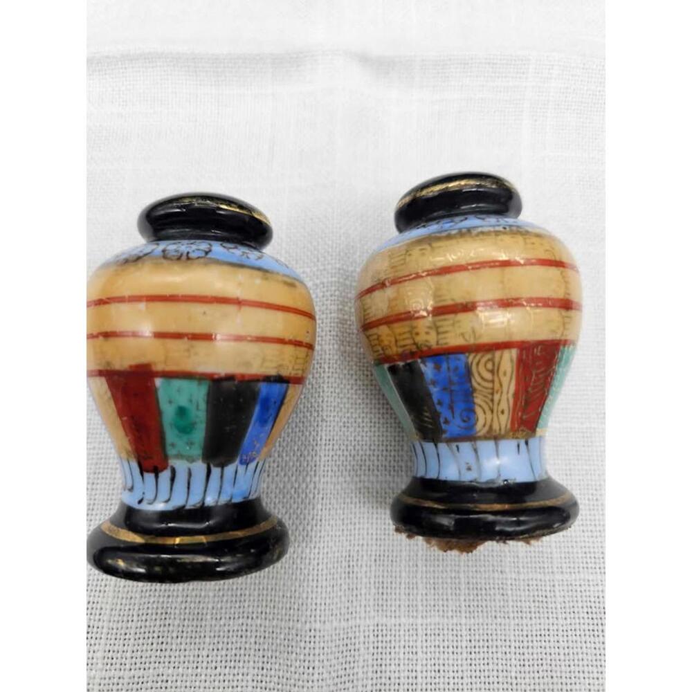 Vintage Miniature Ceramic Salt & Pepper Shakers - Hand-Decorated Asian Style!